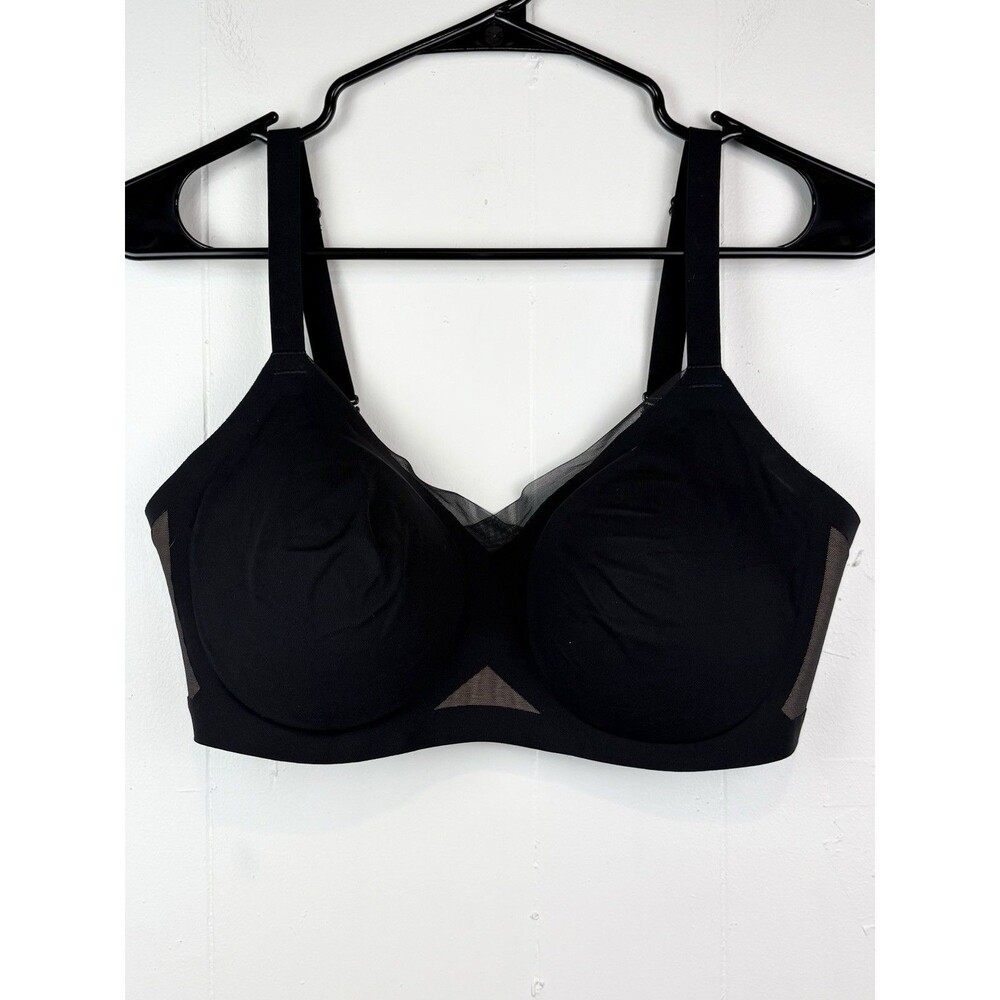 Honeylove Bra Wireless Size M+ Black Hook & Eye Mesh Nylon Elastane